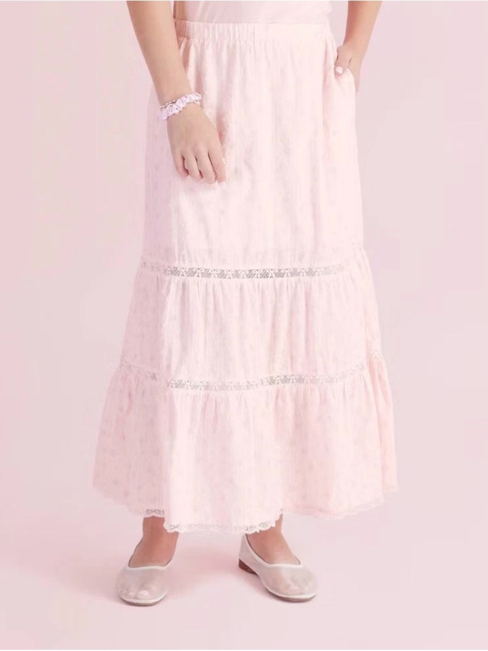 LoveShackFancy Girls' Isla Blooming Heirloom Ditsy Tiered Maxi Skirt - 10